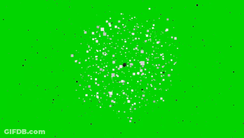 A Green Screen With A Bunch Of Black And White Squares Floating In The Air . GIF