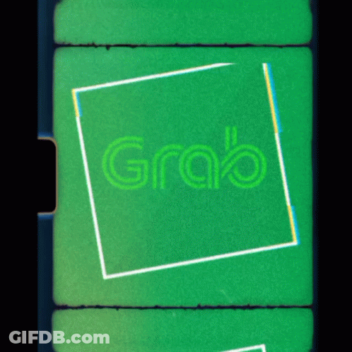 A Green Screen With The Word Grab In A Square GIF