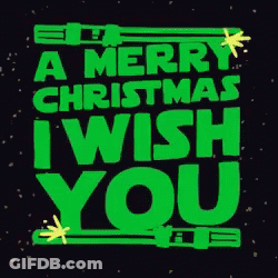 A Green Sign That Says A Merry Christmas I Wish You On A Black Background GIF
