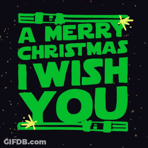 A Green Sign That Says A Merry Christmas I Wish You On It GIF