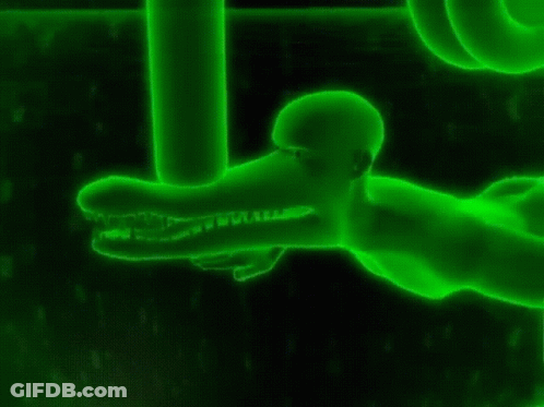 A Green Silhouette Of A Person Doing Push Ups On A Black Background GIF