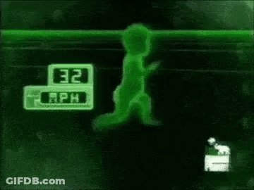 A Green Silhouette Of A Person Running On A Track With A Speedometer . GIF