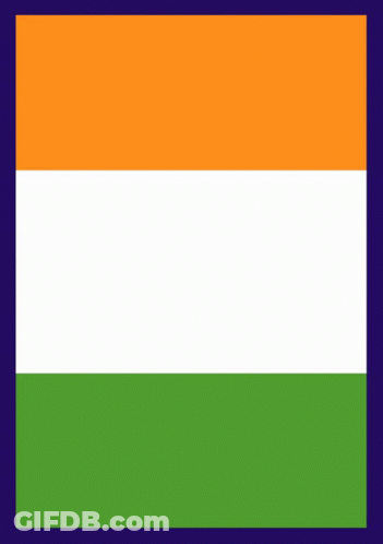 A Green White And Orange Flag With A Temple In The Background GIF