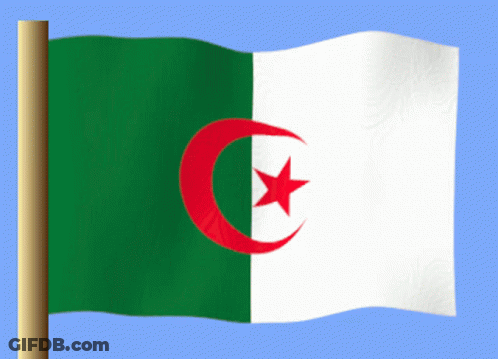 A Green White And Red Flag With A Red Star On It GIF