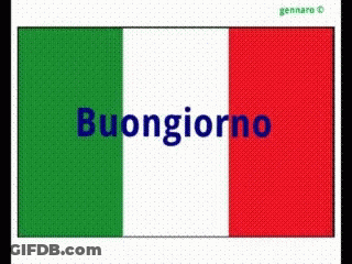 A Green White And Red Flag With The Words Buongiorno In Blue GIF