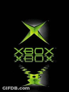A Green Xbox Logo Is Reflected In A Black Background GIF