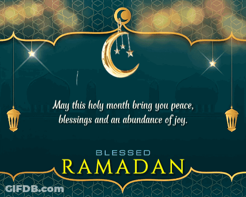 A Greeting Card For Blessed Ramadan With A Crescent Moon GIF