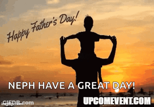 A Greeting Card For Father 'S Day With A Sunset In The Background GIF