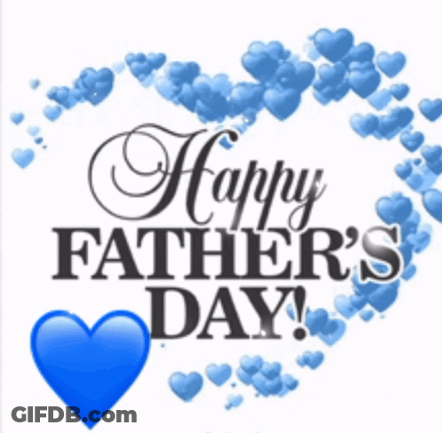 A Greeting Card For Father 'S Day With Blue Hearts And A Pony GIF