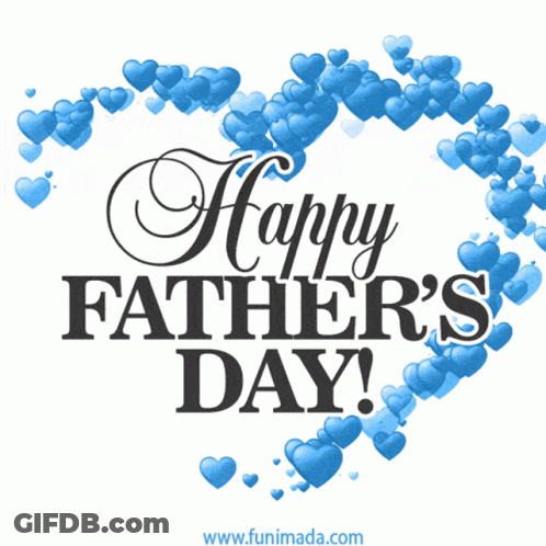A Greeting Card For Father 'S Day With Blue Hearts In The Shape Of A Heart GIF