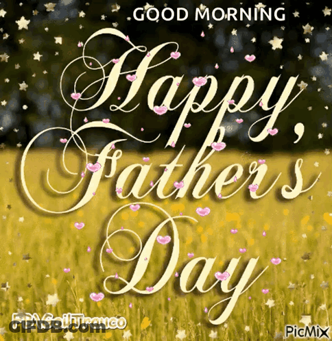 A Greeting Card For Father 'S Day With Hearts And Stars GIF