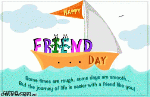 A Greeting Card For Friend Day With A Sailboat GIF