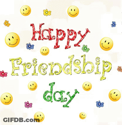 A Greeting Card For Friendship Day With Smiley Faces And Flowers GIF