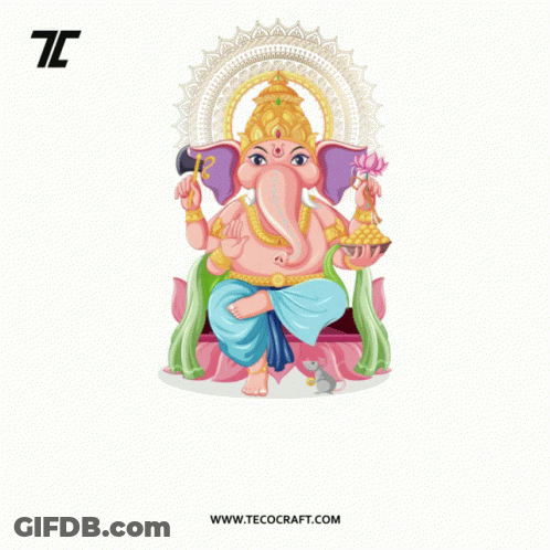 A Greeting Card For Ganesh Chaturthi With An Elephant On It GIF