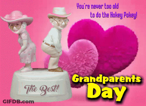 A Greeting Card For Grandparents Day With A Figurine Of An Old Couple GIF