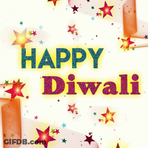 A Greeting Card For Happy Diwali With Candles And Stars GIF