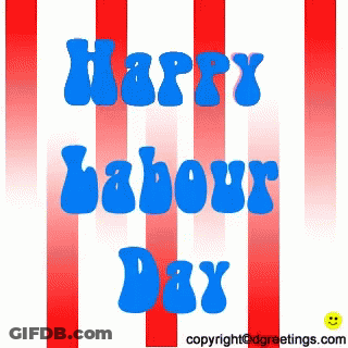 A Greeting Card For Happy Labour Day With Red And White Stripes GIF