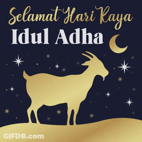A Greeting Card For Idul Adha With A Goat GIF