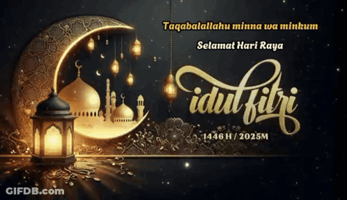 A Greeting Card For Idul Fitri With A Crescent Moon GIF
