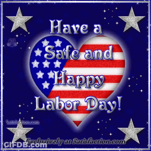 A Greeting Card For Labor Day With An American Flag Heart GIF