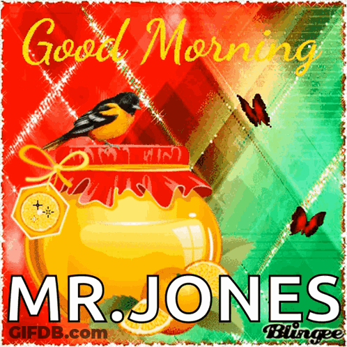 A Greeting Card For Mr. Jones With A Bird On A Jar Of Honey GIF