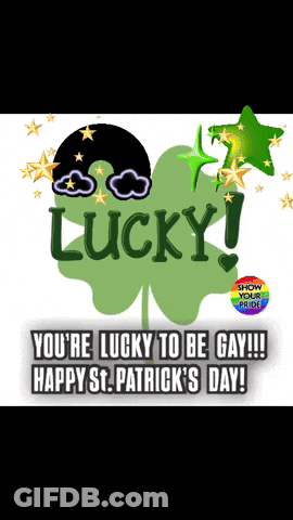A Greeting Card For St. Patrick 'S Day With A Shamrock And The Words Lucky GIF