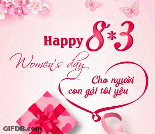 A Greeting Card For Women 'S Day With A Heart And Flowers GIF