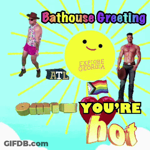 A Greeting Card That Says " Bathhouse Greeting " And " Explore Georgia " GIF