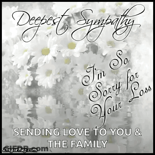 A Greeting Card That Says " Deepest Sympathy Sending Love To You & The Family " GIF