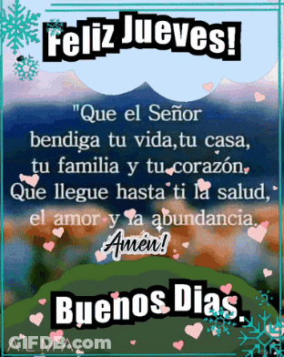 A Greeting Card That Says Feliz Jueves On It GIF