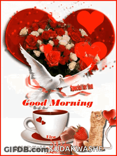 A Greeting Card That Says Good Morning With A Cup Of Coffee GIF