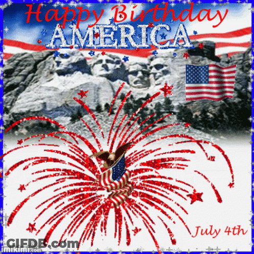 A Greeting Card That Says Happy Birthday America GIF