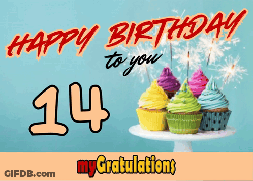 A Greeting Card That Says Happy Birthday To You With Cupcakes And Sparklers GIF