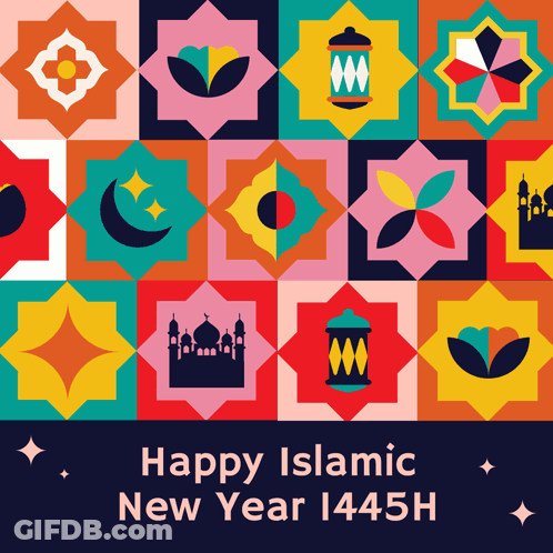 A Greeting Card That Says Happy Islamic New Year 1443H GIF