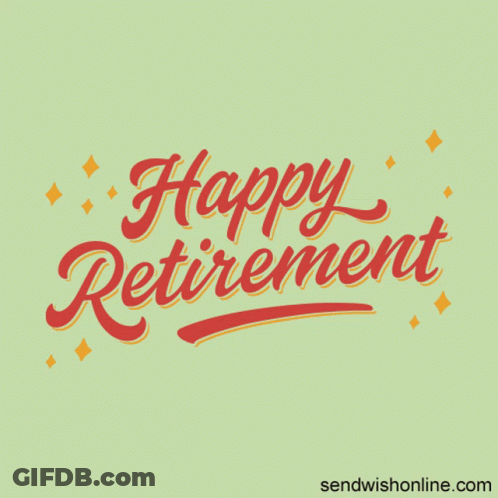 A Greeting Card That Says Happy Retirement In Pink Letters GIF