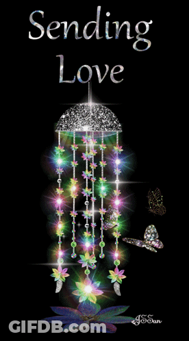 A Greeting Card That Says Sending Love With A Wind Chime GIF