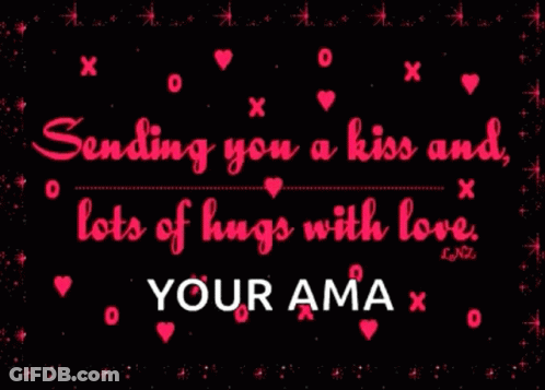 A Greeting Card That Says " Sending You A Kiss And Lots Of Hugs With Love " GIF