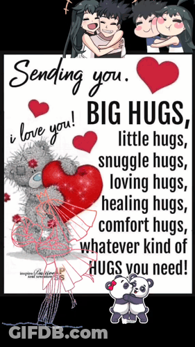 A Greeting Card That Says Sending You Big Hugs I Love You GIF