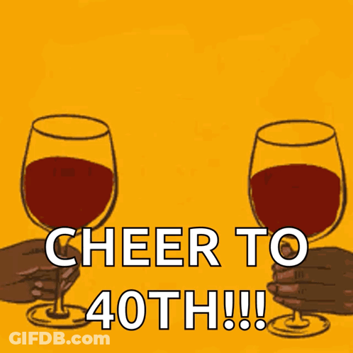 A Greeting Card That Says " Sip Sip Hooray Cheer To 40Th !!! " GIF