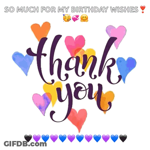 A Greeting Card That Says Thank You With Hearts Around It GIF