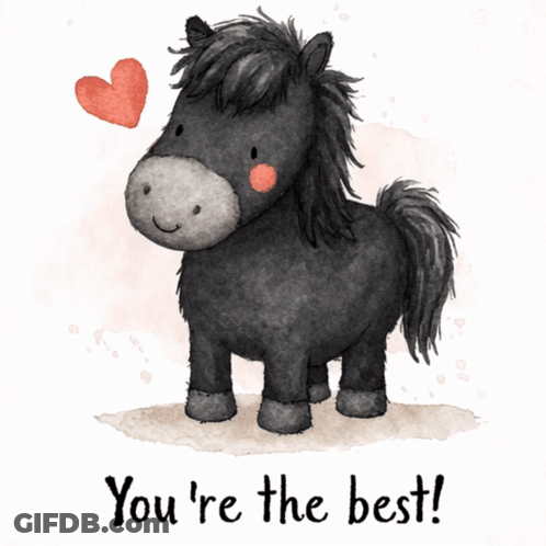 A Greeting Card With A Black Horse And The Words You 'Re The Best GIF