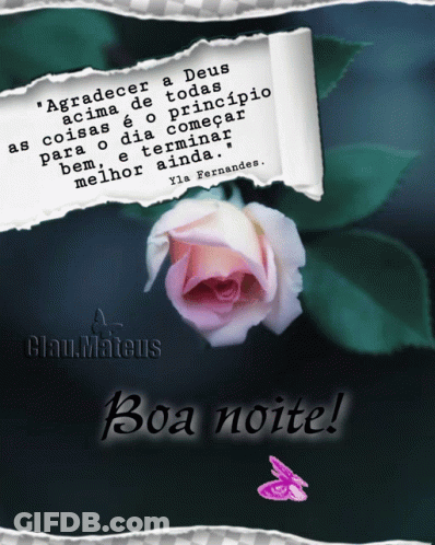 A Greeting Card With A Rose And A Quote In Portuguese GIF