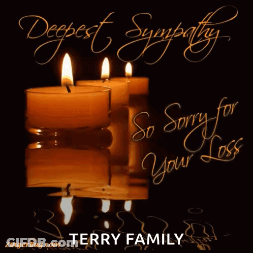 A Greeting Card With Candles And The Words " Deepest Sympathy " GIF