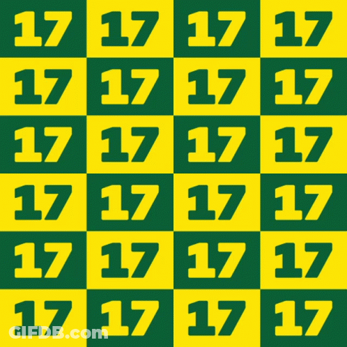 A Grid Of Green And Yellow Squares With Numbers 17 Through 17 GIF