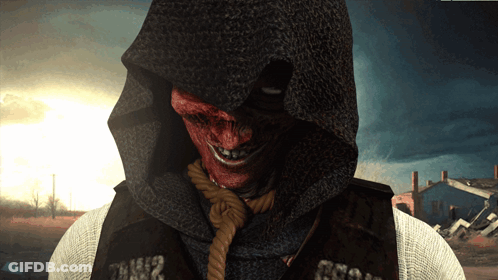 A Grim Reaper With A Rope Around His Neck And A Hood GIF