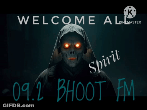A Grim Reaper With Glowing Eyes Is On A Poster That Says " Elcome Al " GIF