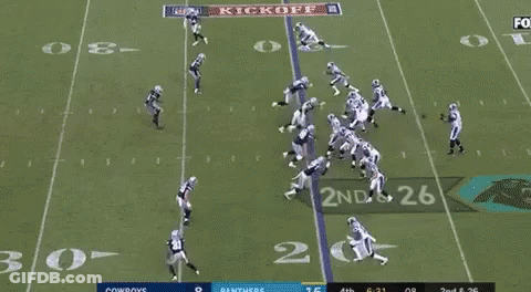 A Group Of American Football Players Are Playing On A Field . GIF