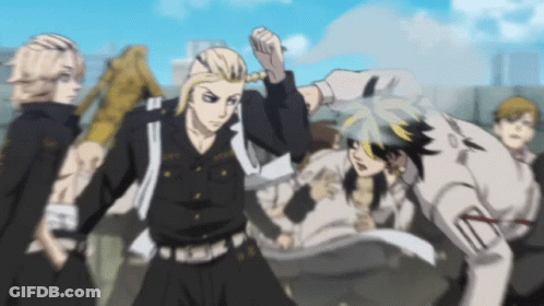 A Group Of Anime Characters Are Fighting Each Other And One Of Them Has The Number 10 On His Back GIF