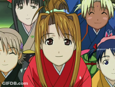 A Group Of Anime Characters Are Posing For A Photo GIF