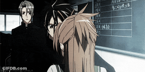 A Group Of Anime Characters Are Standing In Front Of A Blackboard With Chinese Writing GIF